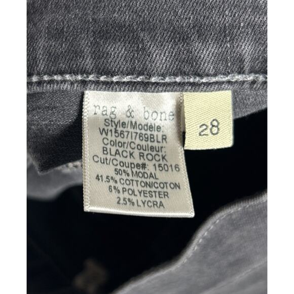 rag & bone 10" Capri Jean Womens 28 Steele Washed Black Distressed Stretch 28x27 - Picture 4 of 5